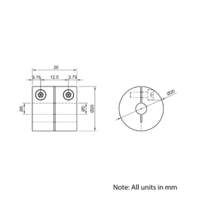 Technical Drawing Of Rigid Shaft Coupling - 5mm - 5mm