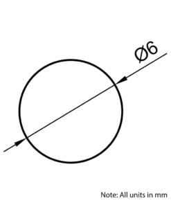 Technical Drawing of Hardened Ground Linear Shaft - Chrome Plated - 6mm - Cut To Size