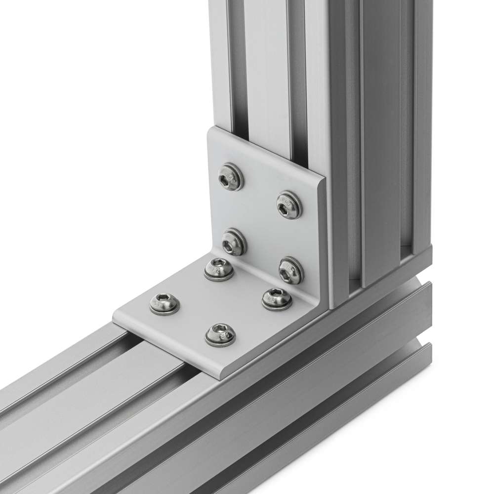 Universal Corner Bracket - 40 Series - 80x80 - With Fixings Joining Aluminium Extrusion