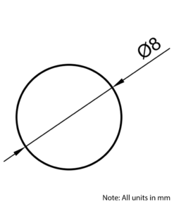 Technical Drawing of Hardened Ground Linear Shaft - Chrome Plated - 8mm - Cut To Size