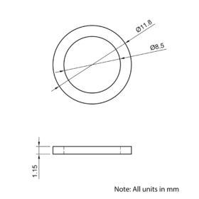 Technical Drawing Of Bearing Shim - 8mm