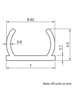 Technical Drawing Of Slot Cover - 20 Series - Black - 1000mm