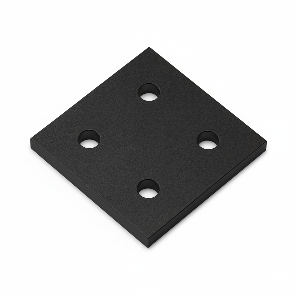1 x Plate Connector - 4 Hole - Double Slot - 20 Series - Aluminium - Black