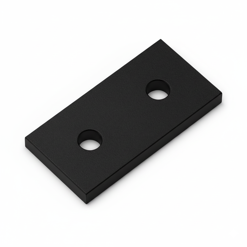 1 x Plate Connector - 2 Hole - Single Slot - 20 Series - Aluminium - Black