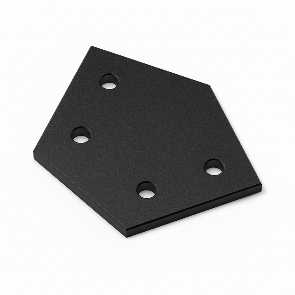 1 x Plate Connector - 45 Degree - Single Slot - 20 Series - Aluminium - Black