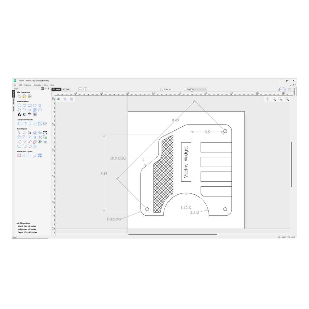 2D Part Example in Cut2D Pro Vectric CAM Software