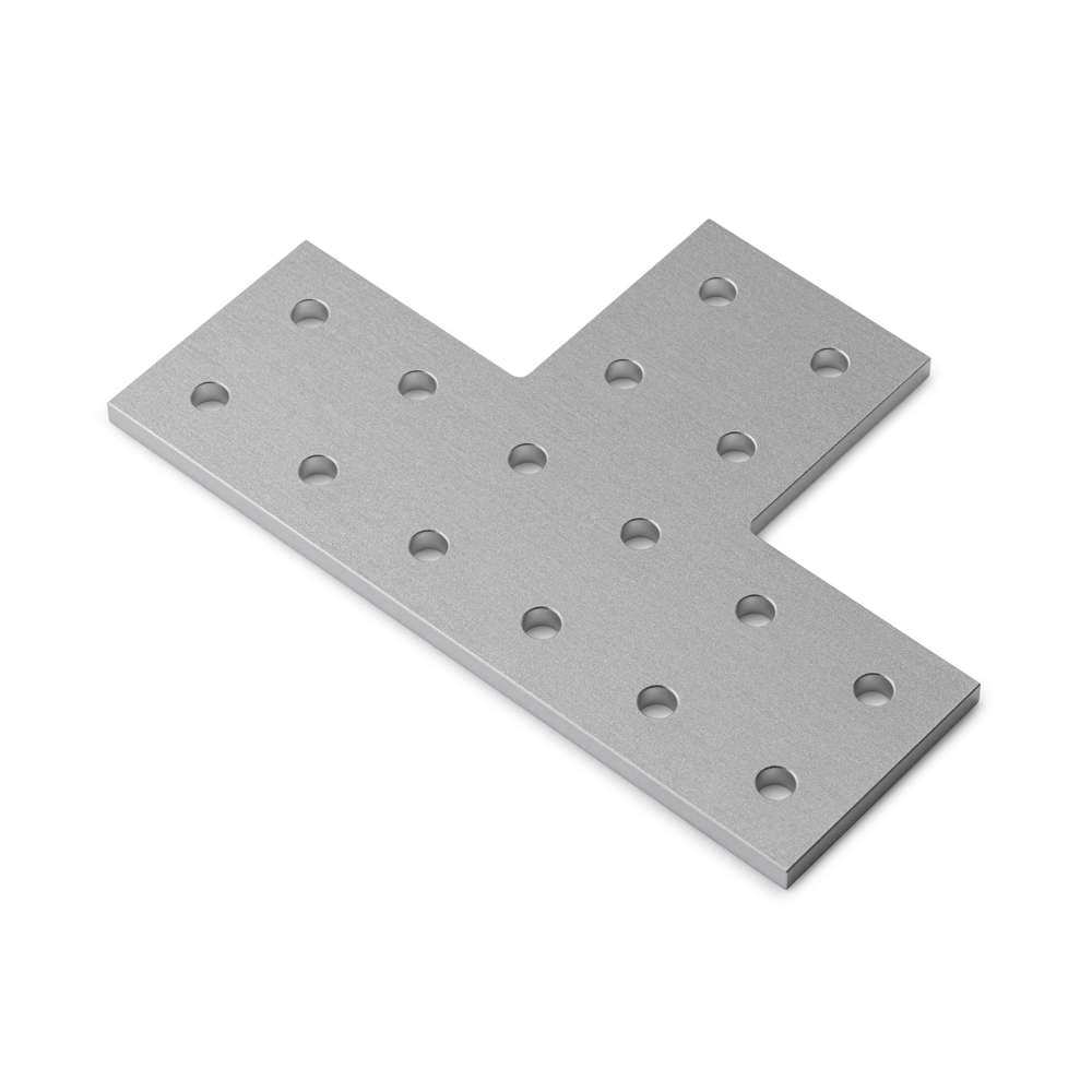 1 x Plate Connector - T - Double Slot - 20 Series - Aluminium - Silver