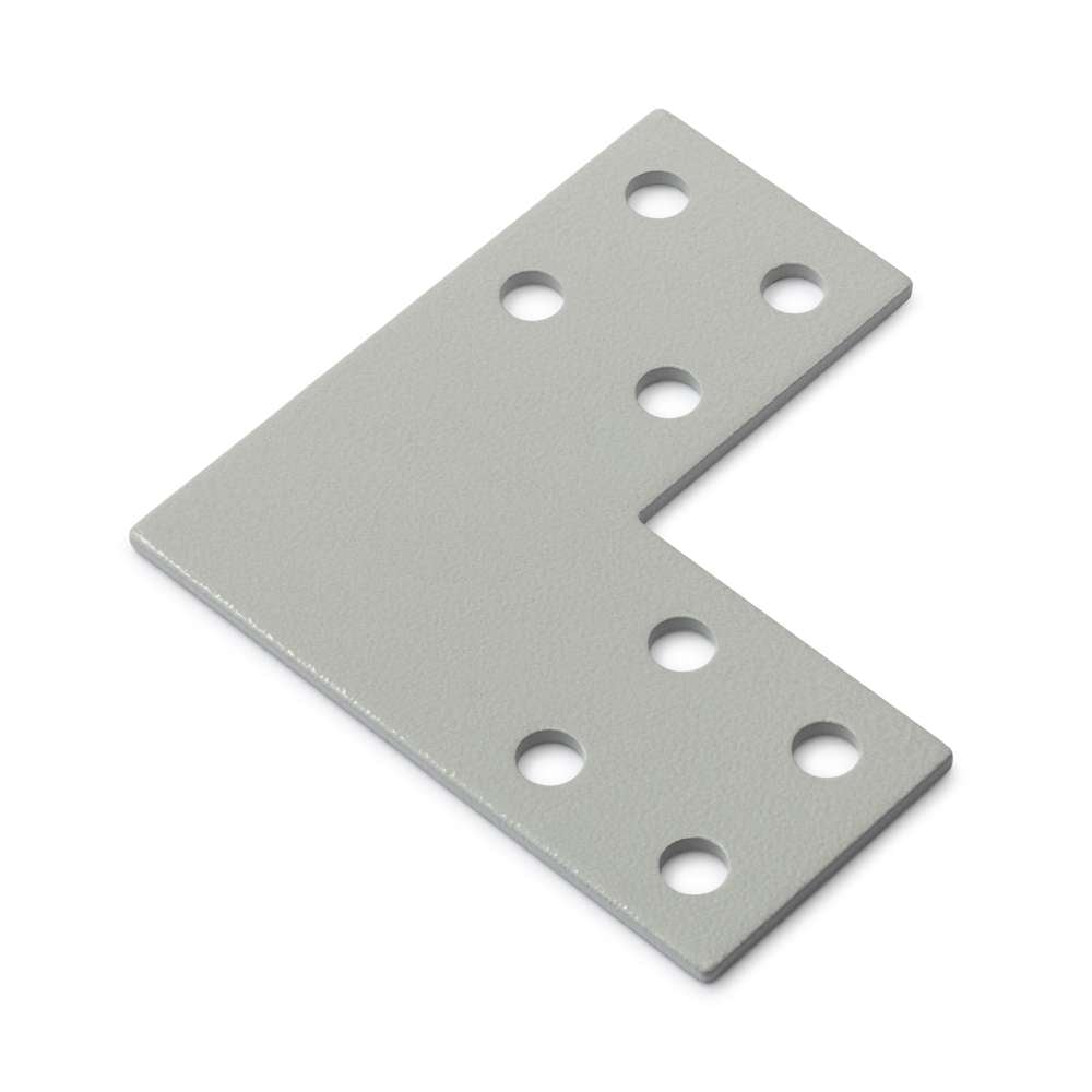 1 x Plate Connector - 90 Degree - Double Slot - 45 Series - Steel - Grey