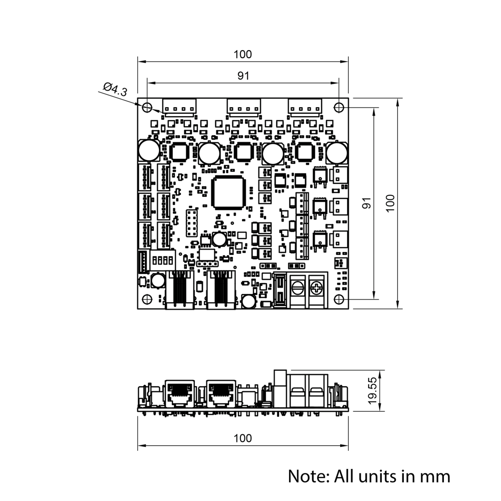 Technical Drawing Of Duet 3 Expansion Board 3HC