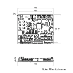 Technical Drawing Of Duet 3 Mainboard 6XD
