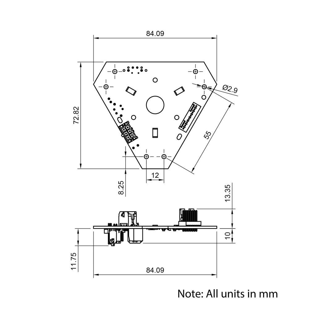 Technical Drawing Of Duet Delta Smart Effector