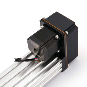C-Beam Screw Drive Actuator - Compact - Rear Mount - 250mm - Black - Gantry Plate - Extra Large - Mount in use