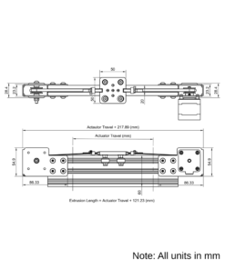 Technical Drawing Of Modular Belt Drive Actuator - 20x60mm - 1500mm - Silver - V-Slot Gantry Plate - Extra Small