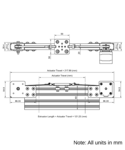 Technical Drawing Of Modular Belt Drive Actuator - 20x80mm - 1000mm - Silver - V-Slot Gantry Plate - Extra Small