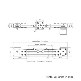 Technical Drawing Of Modular Belt Drive Actuator - 20x40mm - 250mm - Black - V-Slot Gantry Plate - Extra Small