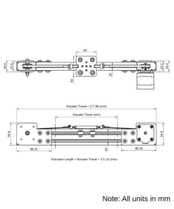Technical Drawing Of Modular Belt Drive Actuator - 20x40mm - 1500mm - Black - V-Slot Gantry Plate - Extra Small