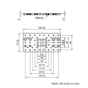 Technical Drawing Of C-Beam Gantry Plate - Large - 75x155mm