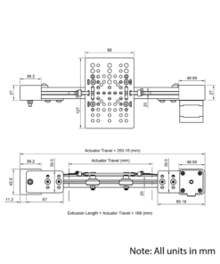 Technical Drawing Of Belt Drive Actuator - NEMA17 - 20x20mm - 500mm - Silver - V-Slot Gantry Plate - Large