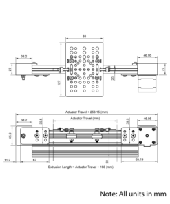 Technical Drawing Of Belt Drive Actuator - NEMA17 - 20x60mm - 2000mm - Silver - V-Slot Gantry Plate - Large