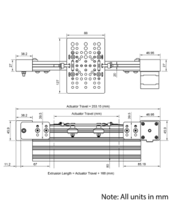 Technical Drawing Of Belt Drive Actuator - NEMA17 - 20x80mm - 3000mm - Silver - V-Slot Gantry Plate - Large
