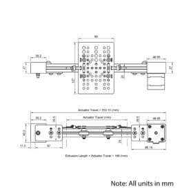 Technical Drawing Of Belt Drive Actuator - NEMA17 - 20x20mm - 2000mm - Black - V-Slot Gantry Plate - Large