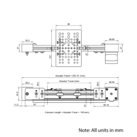 Technical Drawing Of Belt Drive Actuator - NEMA17 - 20x40mm - 2000mm - Black - V-Slot Gantry Plate - Large