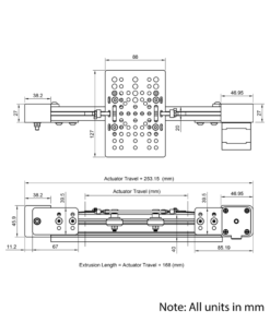 Technical Drawing Of Belt Drive Actuator - NEMA17 - 20x40mm - 1000mm - Black - V-Slot Gantry Plate - Large