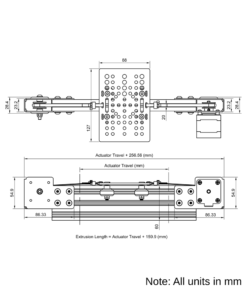 Technical Drawing Of Modular Belt Drive Actuator - 20x60mm - 250mm - Silver - V-Slot Gantry Plate - Large