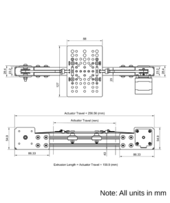 Technical Drawing Of Modular Belt Drive Actuator - 20x40mm - 500mm - Black - V-Slot Gantry Plate - Large