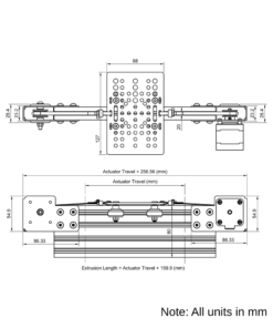 Technical Drawing Of Modular Belt Drive Actuator - 20x80mm - 500mm - Black - V-Slot Gantry Plate - Large