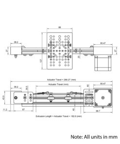 Technical Drawing Of Belt Drive Actuator - NEMA23 - 20x40mm - 500mm - Silver - V-Slot Gantry Plate - Large