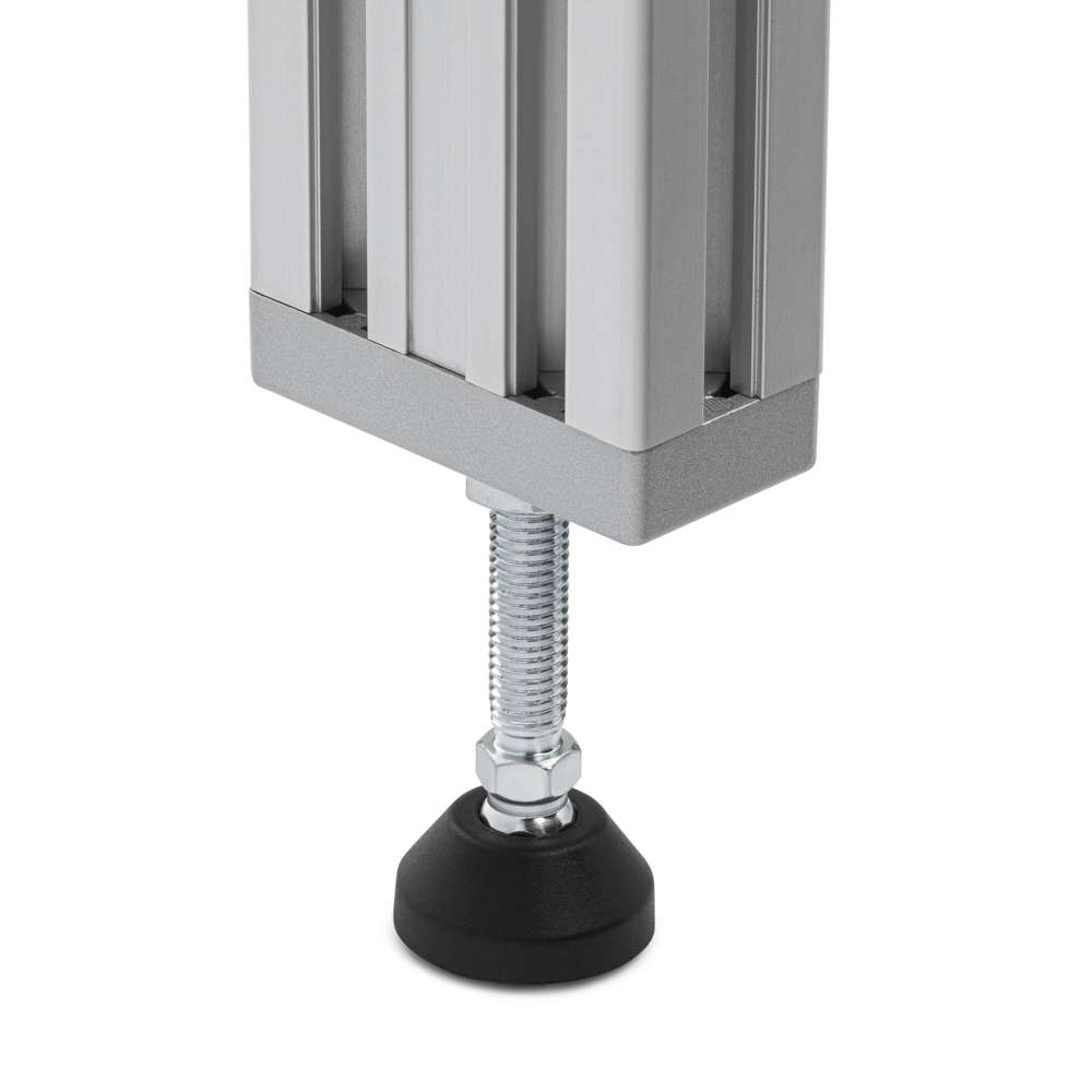 Articulating Anti-slip Levelling Foot - Metal 39mm - M12 - 150mm On End Of Extrusion