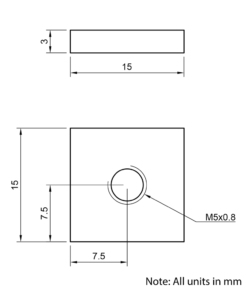 Technical Drawing Of Flat Nut - T-Slot - 30 Series - M5