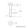 Technical Drawing of Countersunk Bolt - M6 - 8mm