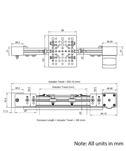 Technical Drawing Of Belt Drive Actuator - NEMA17 - 20x40mm - 1000mm - Black - V-Slot Gantry Plate - Medium