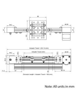Technical Drawing Of Belt Drive Actuator - NEMA17 - 20x60mm - 1500mm - Black - V-Slot Gantry Plate - Medium