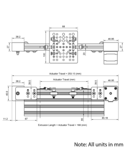 Technical Drawing Of Belt Drive Actuator - NEMA17 - 20x80mm - 2000mm - Black - V-Slot Gantry Plate - Medium