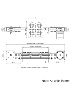 Technical Drawing Of Modular Belt Drive Actuator - 20x40mm - 1500mm - Black - V-Slot Gantry Plate - Medium