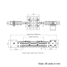 Technical Drawing Of Modular Belt Drive Actuator - 20x40mm - 250mm - Black - V-Slot Gantry Plate - Medium
