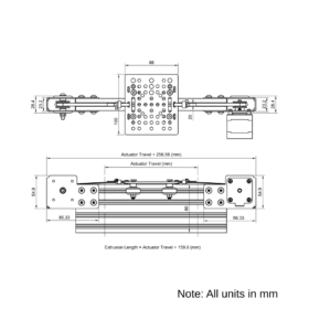 Technical Drawing Of Modular Belt Drive Actuator - 20x80mm - 500mm - Black - V-Slot Gantry Plate - Medium