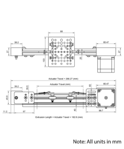 Technical Drawing Of Belt Drive Actuator - NEMA23 - 20x40mm - 2000mm - Silver - V-Slot Gantry Plate - Medium
