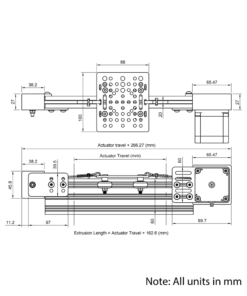 Technical Drawing Of Belt Drive Actuator - NEMA23 - 20x60mm - 1500mm - Silver - V-Slot Gantry Plate - Medium