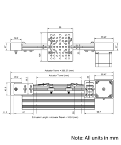 Technical Drawing Of Belt Drive Actuator - NEMA23 - 20x80mm - 2000mm - Silver - V-Slot Gantry Plate - Medium