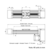 Technical Drawing Of C-Beam Screw Drive Actuator - Rear Mount - 1000mm - Black - Gantry Plate - Medium