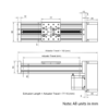 Technical Drawing Of C-Beam Screw Drive Actuator - Compact - Rear Mount - 1000mm - Black - Gantry Plate - Medium
