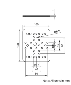 Technical Drawing Of MotionRail Gantry Plate - Medium - 100x120mm