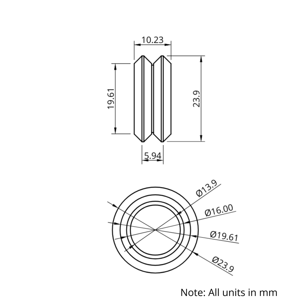 Technical Drawing Of MotionRail Wheel
