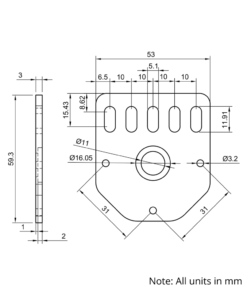 Technical Drawing Of V-Slot Screw Drive Motor Mount - NEMA17