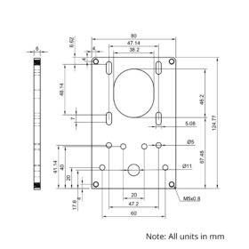 Technical Drawing Of C-Beam Screw Drive Motor Mount Stand Off - NEMA23