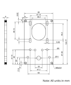 Technical Drawing Of C-Beam Screw Drive Motor Mount Stand Off - NEMA23